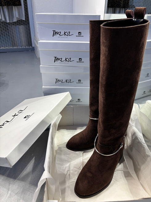 Massi Kahverengi Süet Metal Aksesuarlı BİNİCİ Çizme